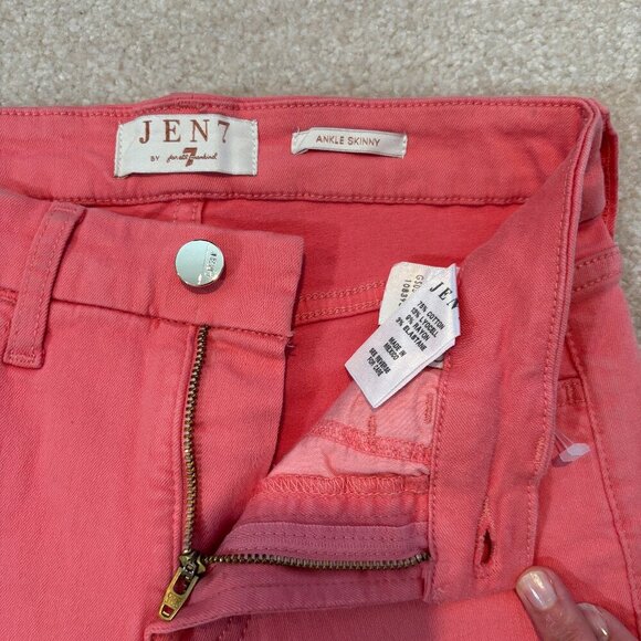 Jen 7 by 7 for all Mankind Ankle Skinny Jeans in Coral Pink - Size 0 - NWOT - Picture 4 of 15